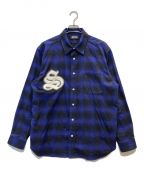 WIND AND SEA×GOD SELECTION XXXウィンド アンド シー×ゴッドセレクショントリプルエックス）の古着「Ombre Praid Shirt」｜ネイビー