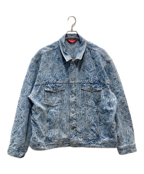 SUPREME（シュプリーム）SUPREME (シュプリーム) script jacquard denim trucker jacket インディゴ サイズ:XLの古着・服飾アイテム