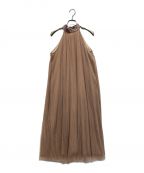 HER LIP TOハーリップトゥ）の古着「herlipto Pleated Tulle Midi Dress」｜ベージュ