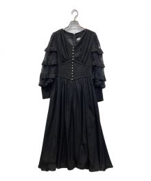 HER LIP TO（ハーリップトゥ）の古着「Embellished Satin Long Dress」｜ブラック