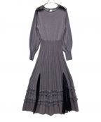 HER LIP TOハーリップトゥ）の古着「Lace Trimmed Knit Long Dress」｜パープル