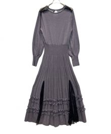 HER LIP TO（ハーリップトゥ）の古着「Lace Trimmed Knit Long Dress」｜パープル