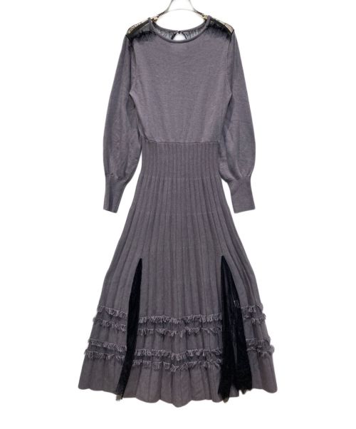 HER LIP TO（ハーリップトゥ）Her lip to (ハーリップトゥ) Lace Trimmed Knit Long Dress パープル サイズ:Mの古着・服飾アイテム