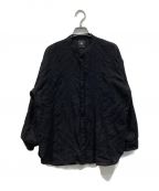 maison de soilメゾンドソイル）の古着「BOILED WOOL PLAIN AND COLLAR EMB SHIRT」｜ブラック