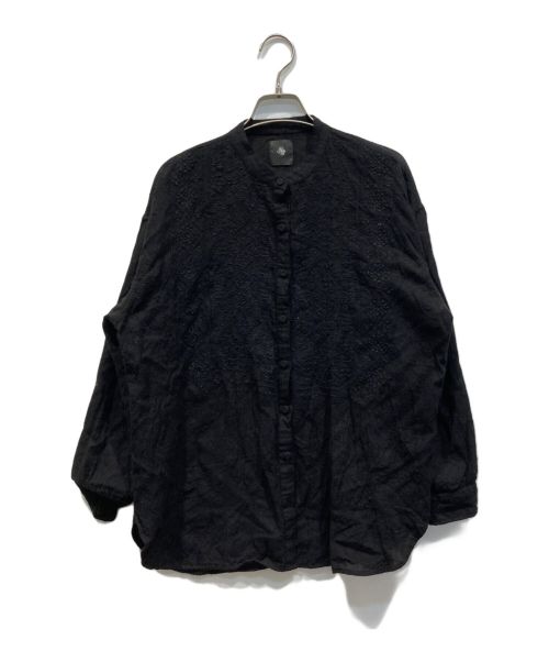 maison de soil（メゾンドソイル）maison de soil (メゾンドソイル) BOILED WOOL PLAIN AND COLLAR EMB SHIRT ブラック サイズ:2の古着・服飾アイテム