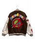 AONE4SURE (エイワンフォーシュアー) WORLDFAMOUS EMBROIDERY VARCITY JACKET ブラウン×アイボリー サイズ:L：14000円