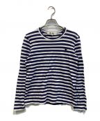 PLAY COMME des GARCONSプレイ コムデギャルソン）の古着「LITTLE BLACK HEART STRIPED L/S T-SHIRT」｜ネイビー×ホワイト