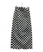 SZ Blockprintsエスゼットブロックプリント）の古着「Checkerd Print Pencil Skirt」｜ホワイト×ブラック