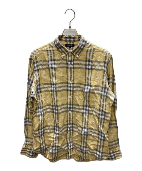 BURBERRY LONDON（バーバリーロンドン）BURBERRY LONDON (バーバリー ロンドン) チェックリネンシャツ イエロー サイズ:SIZE Lの古着・服飾アイテム