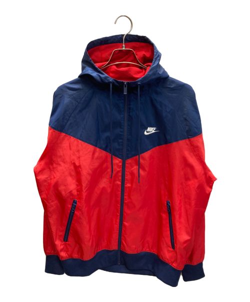 NIKE（ナイキ）NIKE (ナイキ) ウーブン フーディ ジャケット レッド×ネイビー サイズ:SIZE Lの古着・服飾アイテム