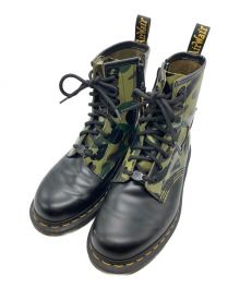 Dr.Martens×A BATHING APE（ドクターマーチン×アベイシングエイプ）の古着「1stカモ 8ホール ジップ レザーブーツ」｜ブラック×カーキ