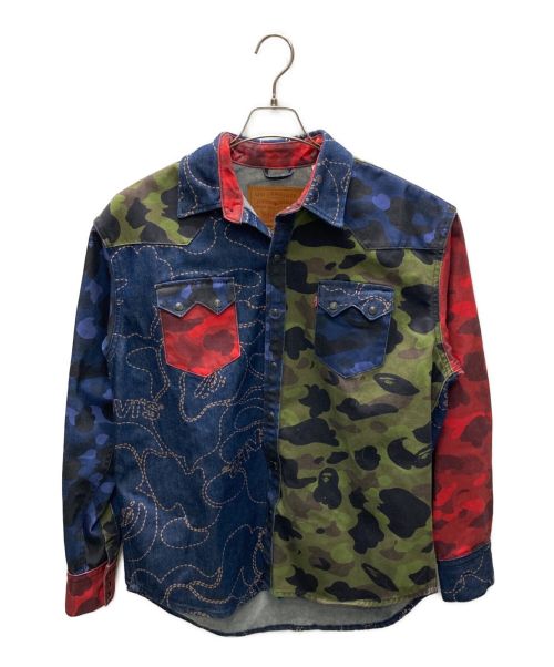 LEVI'S（リーバイス）LEVI'S (リーバイス) A BATHING APE (アベイシングエイプ) マルチカラーデニムシャツ ネイビー サイズ:Lの古着・服飾アイテム