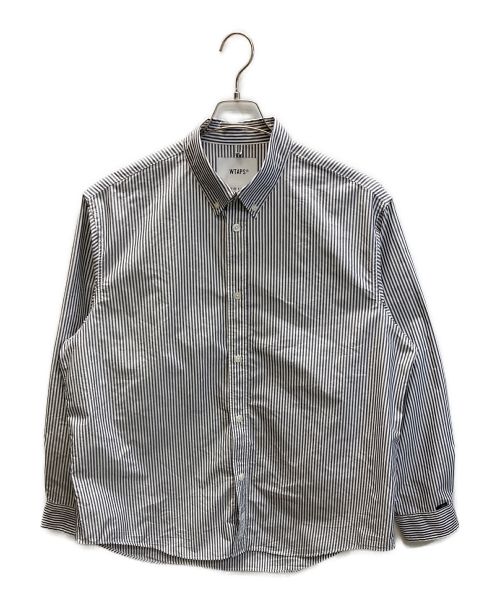 WTAPS（ダブルタップス）WTAPS (ダブルタップス) COOLMAX Stripe B.D Shirts ホワイト×ネイビー サイズ:SIZE 03の古着・服飾アイテム