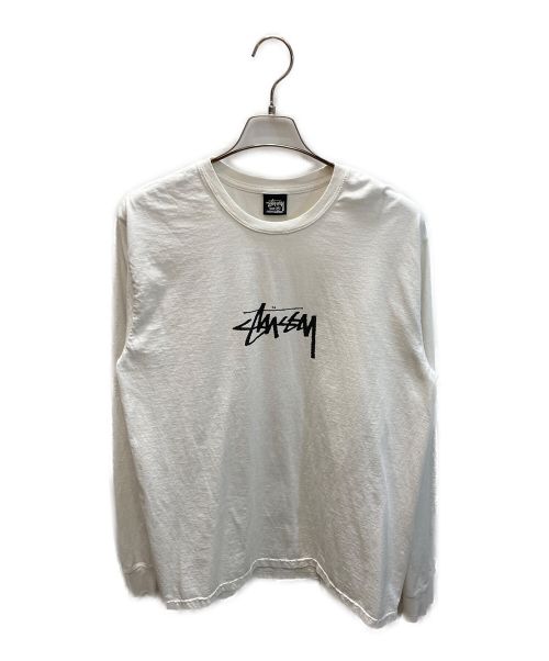 stussy（ステューシー）stussy (ステューシー) ロゴロングスリーブカットソー ホワイト サイズ:Mの古着・服飾アイテム