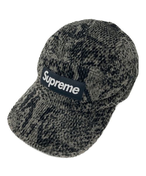 SUPREME（シュプリーム）SUPREME (シュプリーム) Snakeskin Corduroy Camp Cap ブラックの古着・服飾アイテム