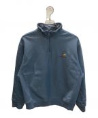 CarHarttカーハート）の古着「HALF ZIP AMERICAN SCRIPT SWEATSHIRT」｜ブルー