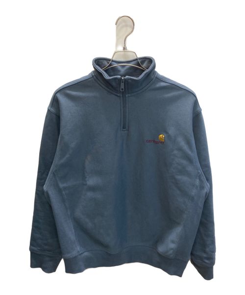 CarHartt（カーハート）CarHartt (カーハート) HALF ZIP AMERICAN SCRIPT SWEATSHIRT ブルー サイズ:Mの古着・服飾アイテム