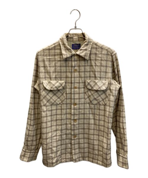 PENDLETON（ペンドルトン）PENDLETON (ペンドルトン) 50's オープンカラーチェックシャツ ベージュ サイズ:Mの古着・服飾アイテム