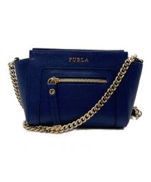 FURLA（フルラ）の古着「レザーロゴチェーン ショルダーバッグ」｜ネイビー