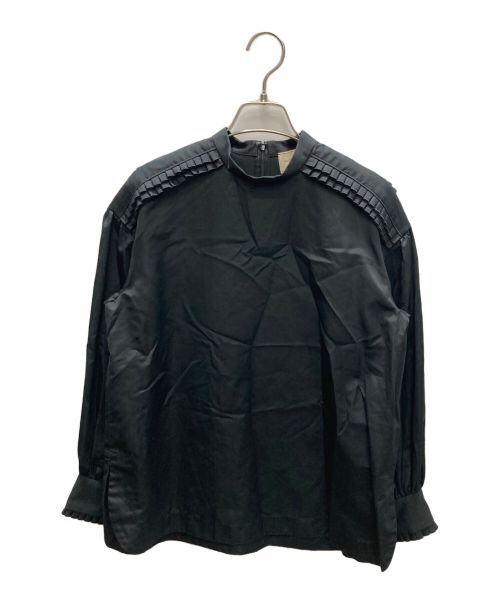 UNITED ARROWS（ユナイテッドアローズ）UNITED ARROWS (ユナイテッドアローズ) タックフリル ハイネック ブラウス ブラック サイズ:SIZE 36の古着・服飾アイテム