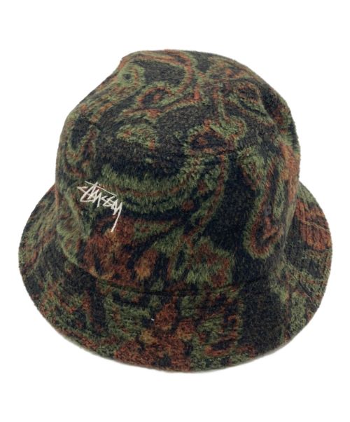 stussy（ステューシー）stussy (ステューシー) psychedelic bucket hat ブラウン×グリーン サイズ:L/XLの古着・服飾アイテム