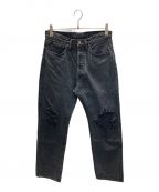 UNUSEDアンユーズド）の古着「13oz ripped denim pants」｜ブラック