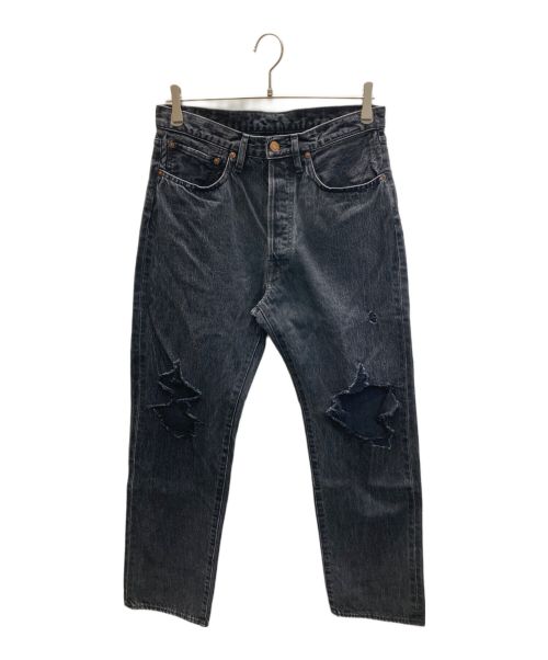 UNUSED（アンユーズド）UNUSED (アンユーズド) 13oz ripped denim pants ブラック サイズ:SIZE 2 未使用品の古着・服飾アイテム