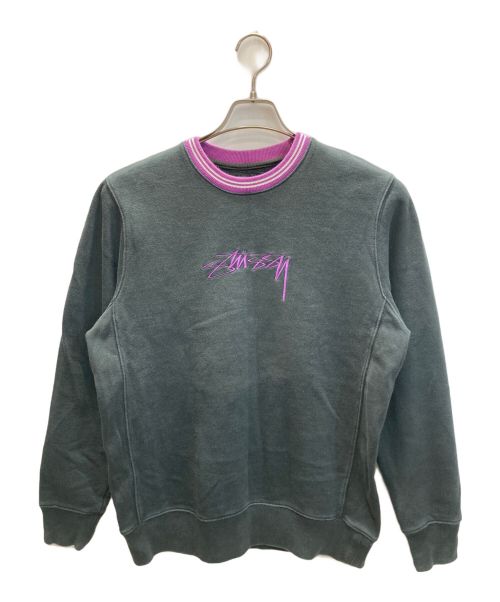 stussy（ステューシー）stussy (ステューシー) CONTRAST COLLAR CREW ブラック サイズ:Sの古着・服飾アイテム