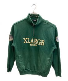 X-LARGE（エクストララージ）の古着「RECORDS HALF ZIP PULLOVER SWEAT」｜グリーン