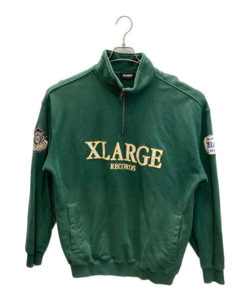 X-LARGE（エクストララージ）X-LARGE (エクストララージ) RECORDS HALF ZIP PULLOVER SWEAT グリーン サイズ:Mの古着・服飾アイテム