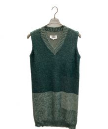 MM6 Maison Margiela（エムエムシックス メゾンマルジェラ）の古着「カラーブロックモヘヤブレンドニットワンピース」｜グリーン