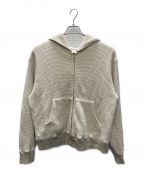 Khakisカーキス）の古着「FADED WAFFLE FULL ZIP HOODIE」｜アイボリー