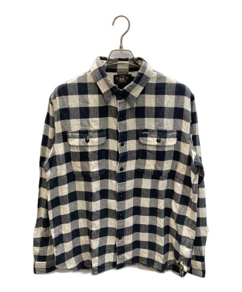 RRL（ダブルアールエル）RRL (ダブルアールエル) Buffalo Check Twill Workshirt ブラック×アイボリー サイズ:SIZE Lの古着・服飾アイテム