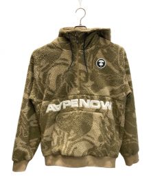 Aape BY A BATHING APE（エーエイプ バイ アベイシングエイプ）の古着「BOA FLEECE HAIF ZIP HOODIE」｜オリーブ