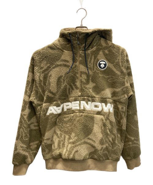 Aape BY A BATHING APE（エーエイプ バイ アベイシングエイプ）AAPE BY A BATHING APE (エーエイプ バイ アベイシングエイプ) BOA FLEECE HAIF ZIP HOODIE オリーブ サイズ:Mの古着・服飾アイテム