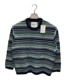 WHITE MOUNTAINEERING（ホワイトマウンテ二アニング）の古着「STRIPE JACQUARD PULLOVER」｜ブラック×グリーン