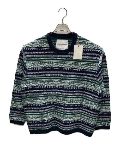 WHITE MOUNTAINEERING（ホワイトマウンテ二アニング）WHITE MOUNTAINEERING (ホワイトマウンテ二アニング) STRIPE JACQUARD PULLOVER ブラック×グリーン サイズ:２の古着・服飾アイテム