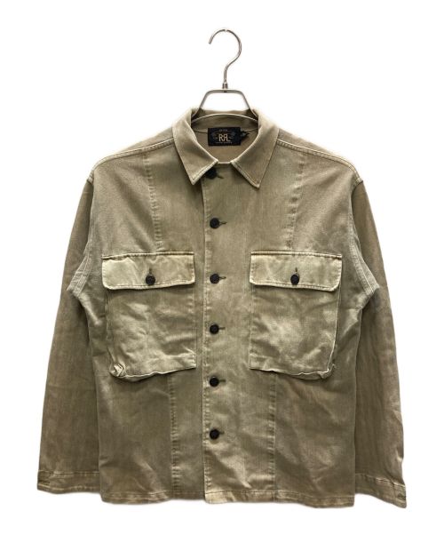 RRL（ダブルアールエル）RRL (ダブルアールエル) ヘリンボーンミリタリーシャツ グリーン サイズ:XSの古着・服飾アイテム