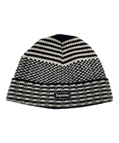 SUPREME（シュプリーム）Supreme (シュプリーム) Wool Jacquard Beanie ブラック×ホワイトの古着・服飾アイテム