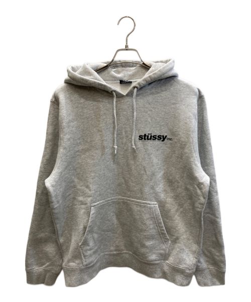 stussy（ステューシー）stussy (ステューシー) ロゴプリントプルオーバーパーカー グレー サイズ:Mの古着・服飾アイテム