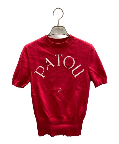 patou（パトゥ）patou (パトゥ) オーガニックコットン混紡 パトゥジャカードニットトップ レッド サイズ:不明の古着・服飾アイテム