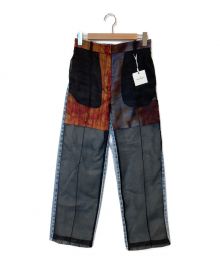 mukasa（ムカサ）の古着「mesh × denim pants」｜ブラック