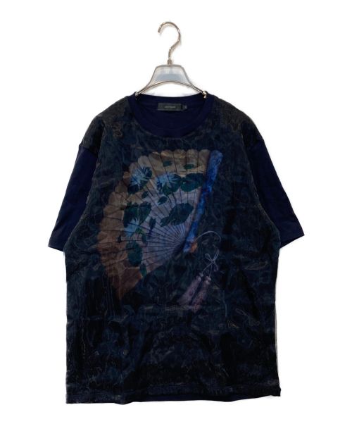 ARTISAN（アルチザン）ARTISAN (アルチザン) 扇子柄切替Tシャツ ネイビー サイズ:Mの古着・服飾アイテム