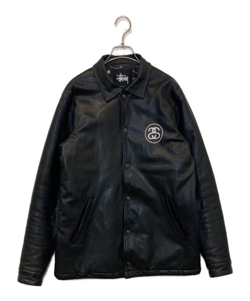 stussy（ステューシー）stussy (ステューシー) Brass Leather Coach Jacket ブラック サイズ:Mの古着・服飾アイテム