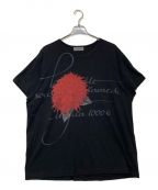 Yohji Yamamoto pour hommeヨウジヤマモト プールオム）の古着「ダリア 花プリントクルーネック Tシャツ」｜ブラック