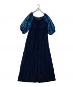 saharaサハラ）の古着「Jacquard Sleeve Tiered Dress」｜ネイビー