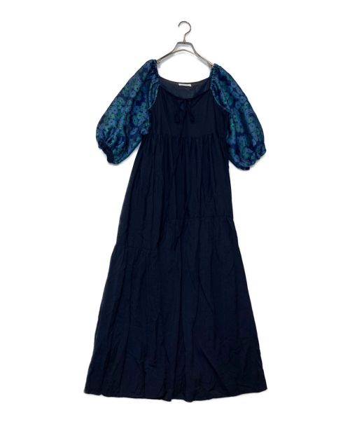 sahara（サハラ）sahara (サハラ) Jacquard Sleeve Tiered Dress ネイビー サイズ:不明の古着・服飾アイテム