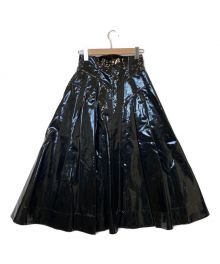 FETICO（フェティコ）の古着「Flared Faux Leather Midi Skirt」｜ブラック