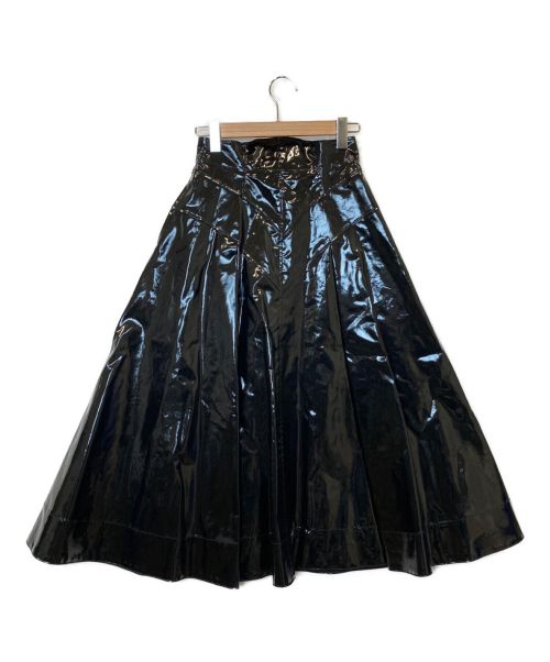 FETICO（フェティコ）FETICO (フェティコ) Flared Faux Leather Midi Skirt ブラック サイズ:2の古着・服飾アイテム