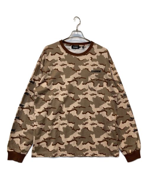 X-LARGE（エクストララージ）X-LARGE (エクストララージ) SLANTED OG CAMO L/S POCKET TEE ブラウン サイズ:XLの古着・服飾アイテム